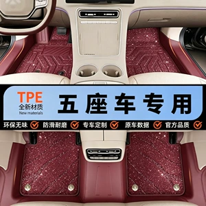 Car floor mats, custom-designed for specific car models, featuring a starry sky pattern, double-layer construction, and suitable for use as interior floor mats or car interior accessories. Custom bran
