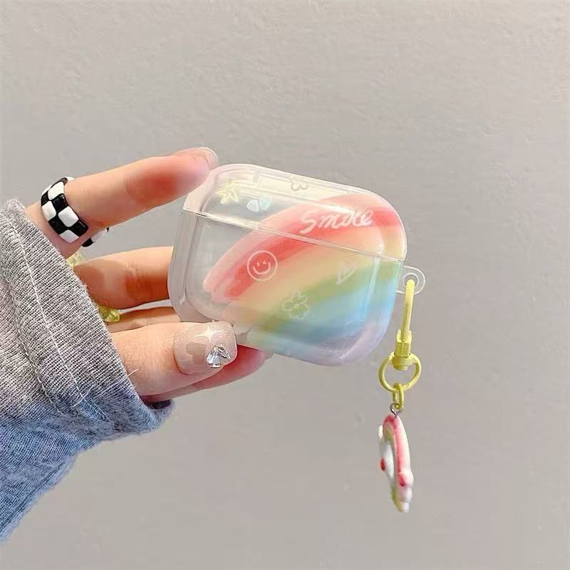 Arco iris sonriente para airpods4 generación airpodspro2 Apple auriculares cubierta 3 generación 2 generación 5 generación