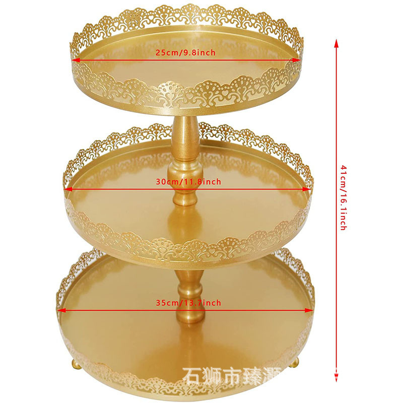 Estilo europeo Dim Sum Plato de postre Boda de tres pisos Plato de fruta Sala de estar Fiesta de cumpleaños