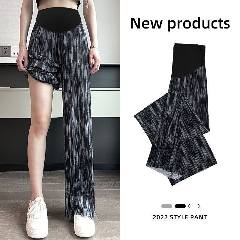 Maternity Wide-Leg Pants Summer Thin 2025 Outer Wear Early Pregnancy Loose Slimming Straight Floor-Length Sports Long Pants Summer Wear