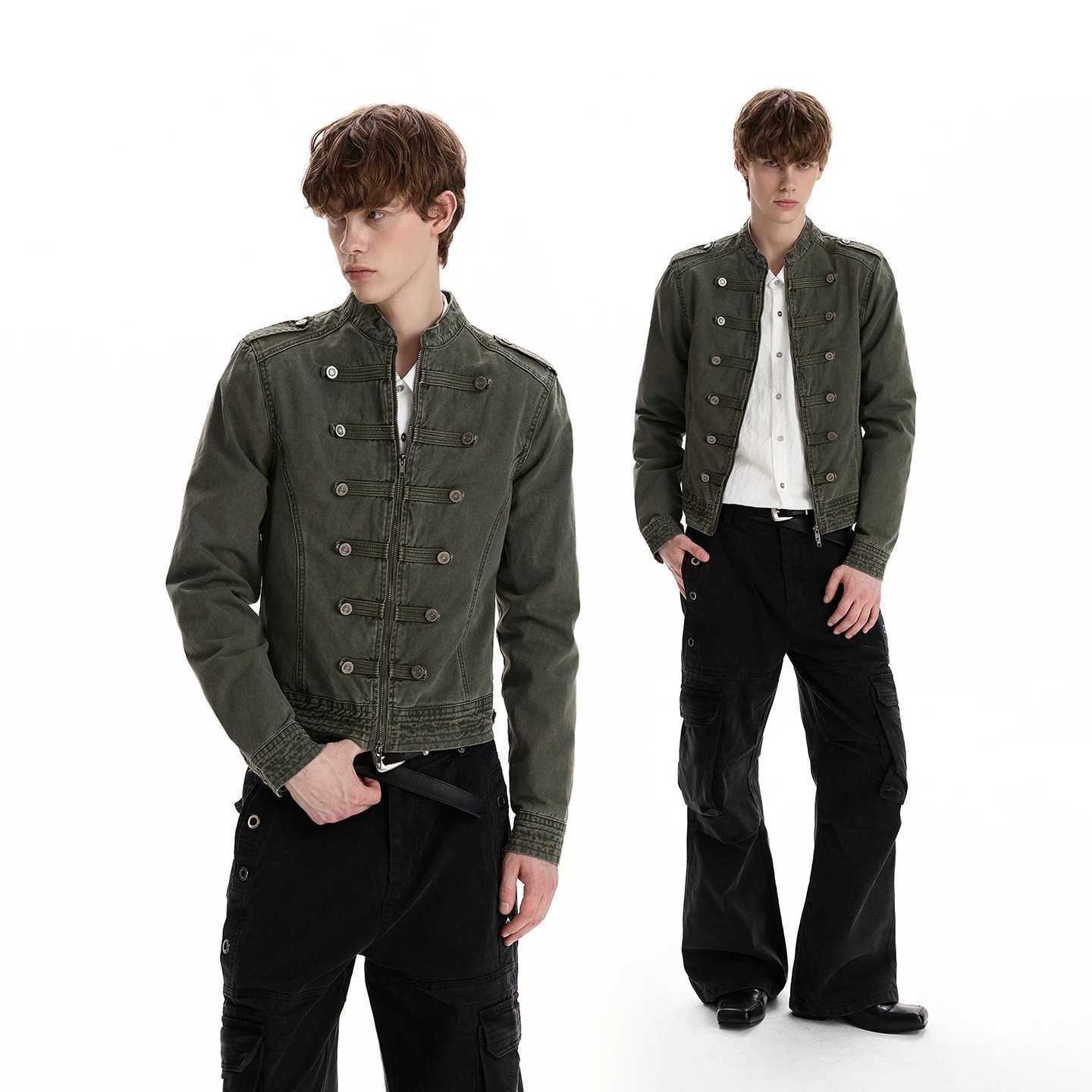 Minimalistic small short denim men's retro design jacket