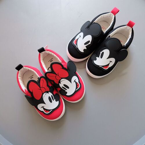 Foreign trade daily order 3D Mickey cartoon canvas shoes slip-on sneakers for boys and girls aged 1-7