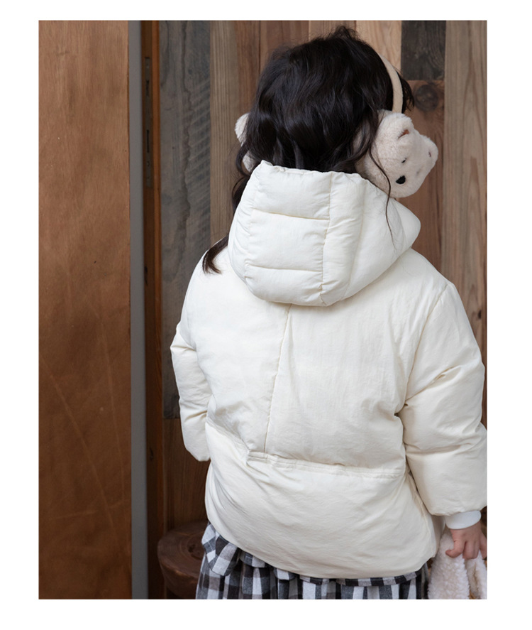 Children's 2023 new solid color hooded turtle shell jacket for boys and girls, white duck down children's clothing live_voghion.com
