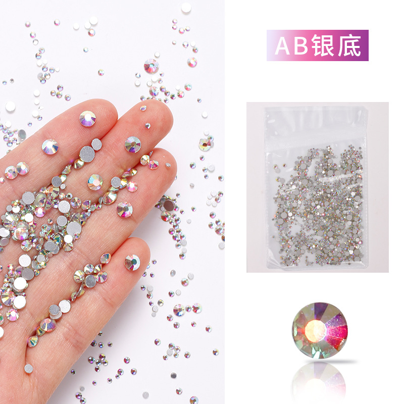 Joyería de uñas diamante plano transparente AB diamante DIY decorativo uñas rhinestone tamaño mezclado cristal diamante color 1440