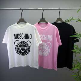 欧美休闲男女夏季新款 Mos圆领短袖 小熊头字母印花 平替跨境欧货
