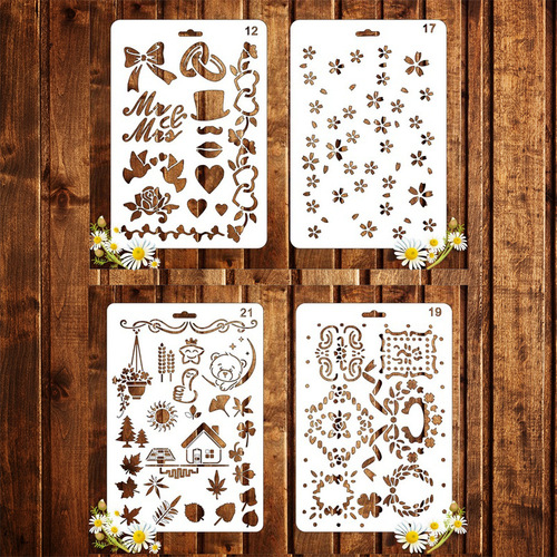 Cross-border new petal and flower theme painting template PET hollow print template Colorful wall painting graffiti painting model