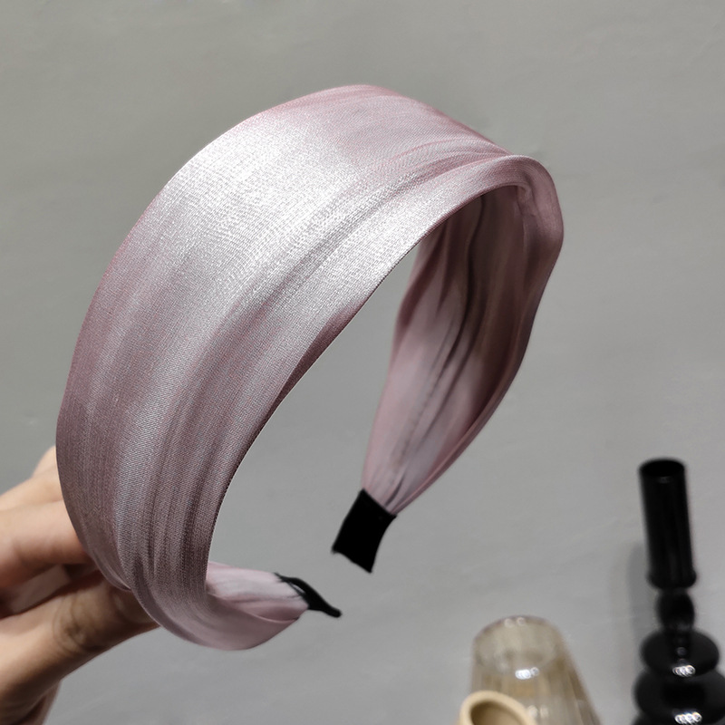 Korean Streamer Bright Silk Satin Solid Color Headband Wholesale display picture 5