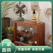 桌面收纳柜复古木质首饰化妆品置物柜台面木柜实木抽屉小柜子珏沁