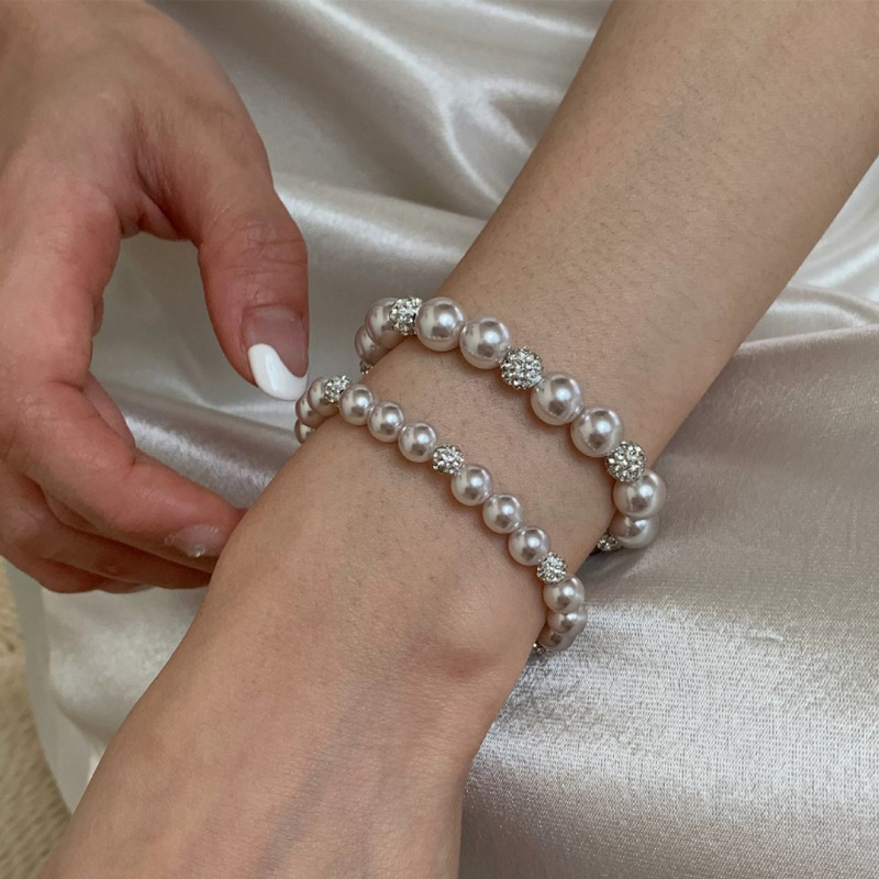 Manta Rose Pearl Bracelet Light Luxury High-End Stacked Bracelet Women's Niche Diamond Ball Beaded Bracelet Wholesale