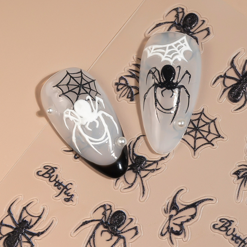 Redanco5D Embossed Ins Popular Nail Art Stickers Halloween Spider Web Stereo Nail Decals He1286 Redanco5D Embossed Ins Popular Nail Art Stickers Halloween Spider Web Stereo Nail Decals He1286