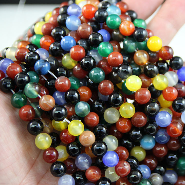 Colorful agate beads 8mm, about 46 pieces, about 36 grams