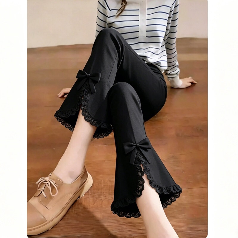 Black Lace Flared Pants for Women, 2026 Summer Trendy New Fashion High-Waisted Casual Style