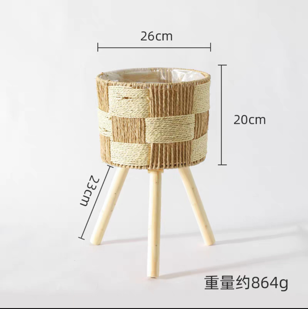Cesta de Flores Decorativa Tejida a Mano de Cuerda de Papel para Sala de Estar y Oficina image 28