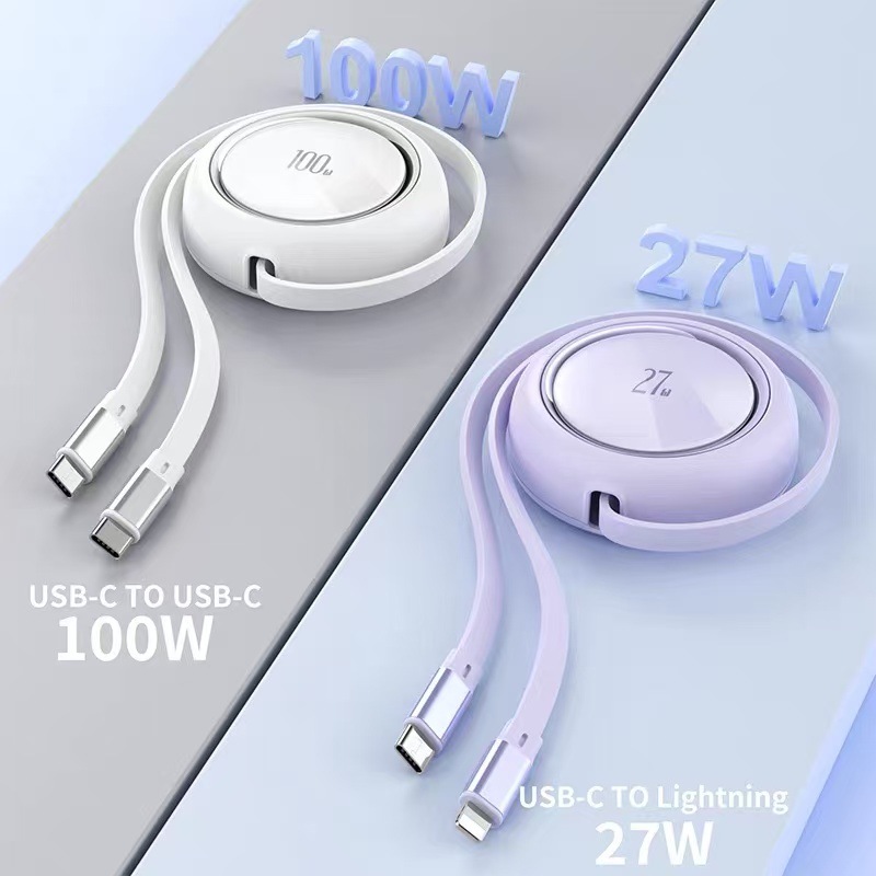 Cable de datos de teléfono móvil de estiramiento bidireccional Super Fast Charging PD100W para Apple Type-C 15