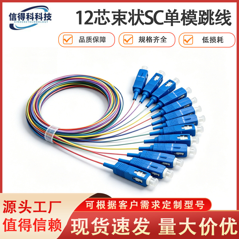 FTTH光纤入户尾纤12芯束状SC单模跳线插芯皮线SC分线盒室外