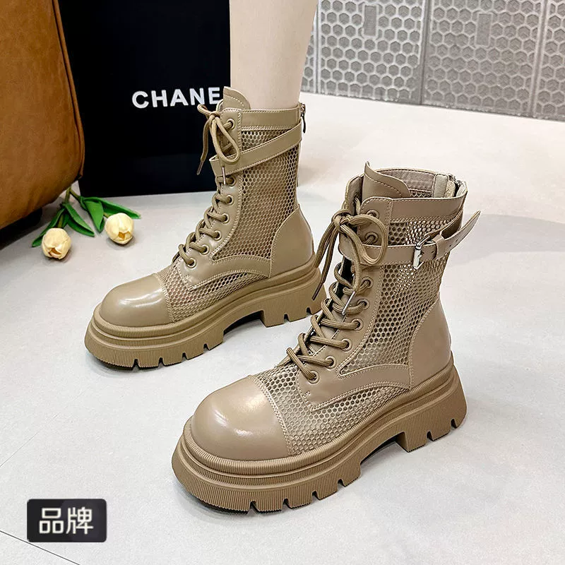 Martens, white low boots high heels, thin breathable sandals