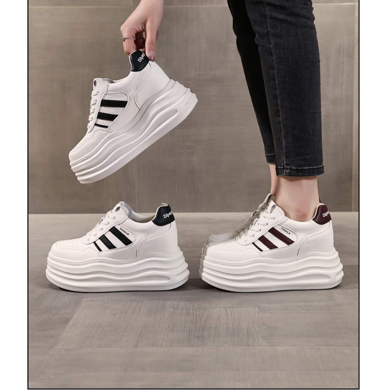Giày sneaker nữ đế dày tăng chiều cao phong cách thời trang dễ phối đồ — Màu đỏ be chi tiết 17