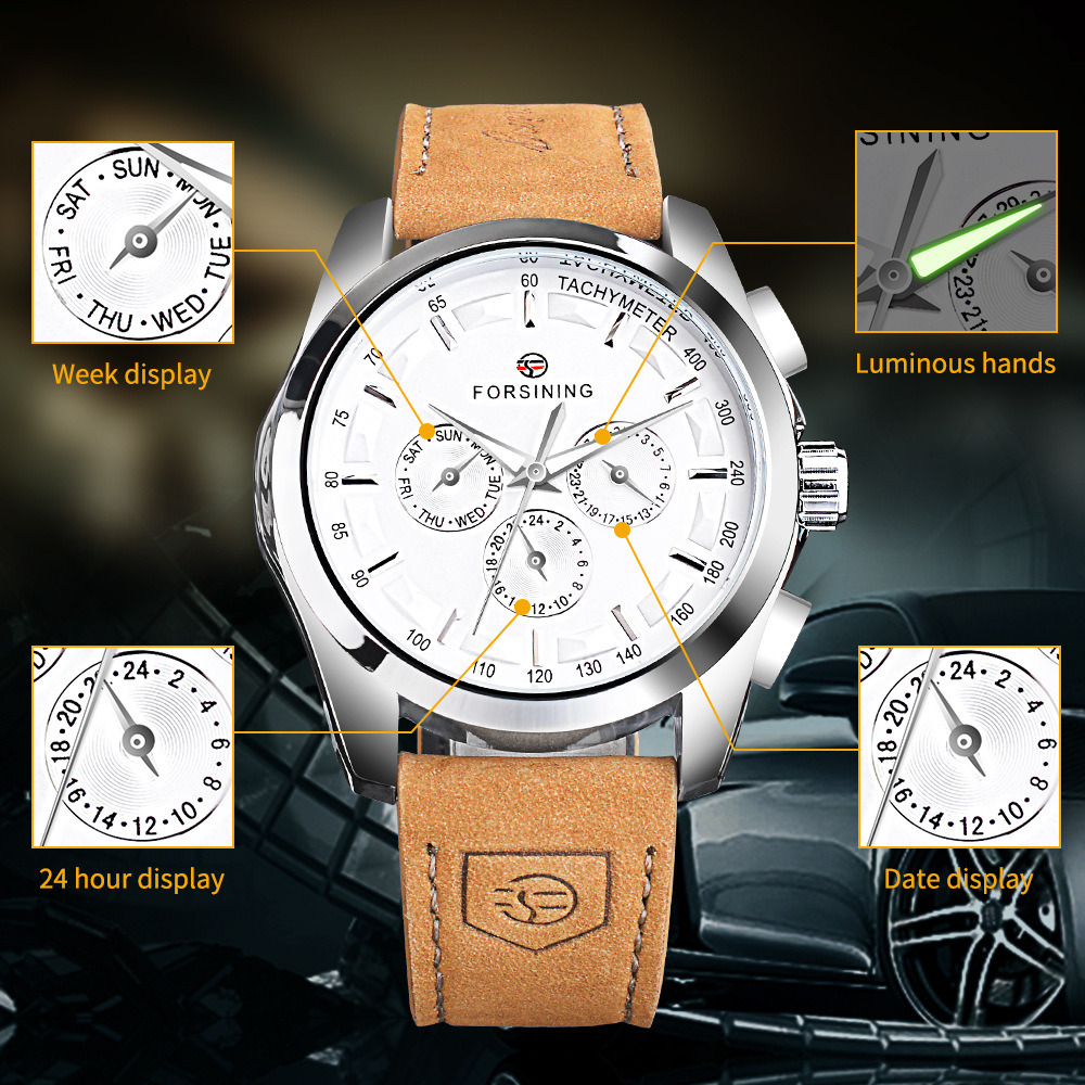 Forsing Style Men's Mechanical Watch Fashion Casual Multi functional Automatic Mechanical Watch Glow in the Night_voghion.com