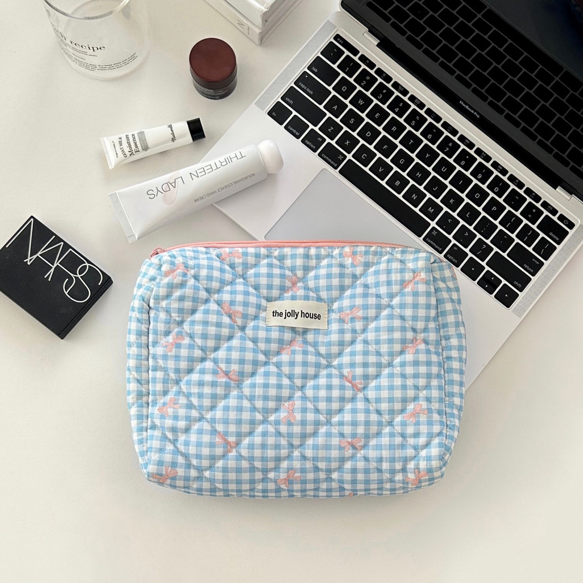 Elegant Streetwear Plaid Canvas Square Makeup Bags display picture 8