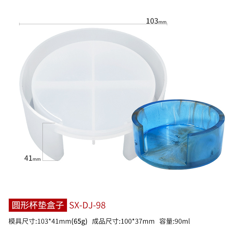 Diy Crystal Drop Glue Epoxy Coaster Round Coaster Box Storage Box Silicone Mold