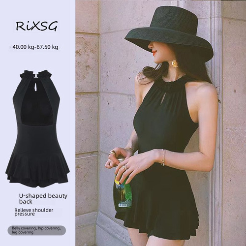Women's Swimwear  New Summer High-End Ins Conservative One-Piece Cover-Belly Slimming Student Swimwear Vacation