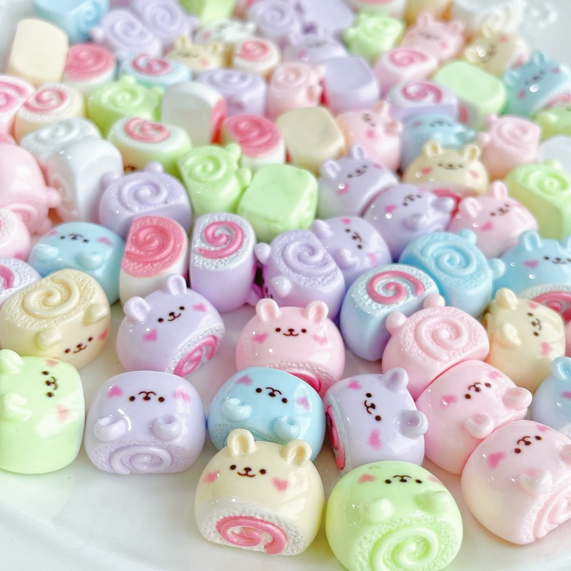ミニ立体ケーキロール漫画 diy クリーム接着剤携帯電話ケースステッカー頭飾りヘアピン光沢のある樹脂ジュエリーアクセサリー|undefined