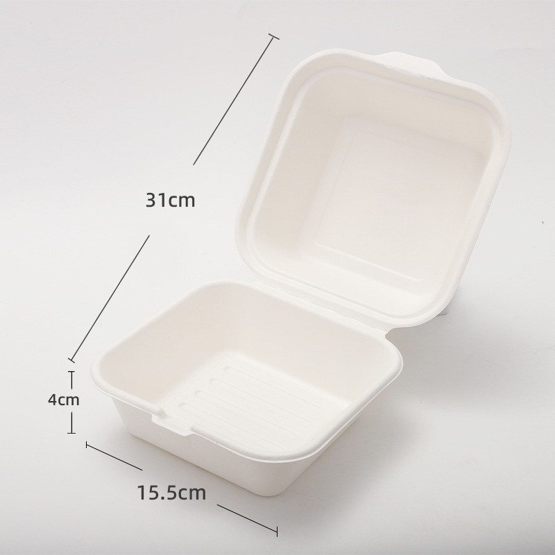 Caja de hamburguesas desechable personalizada Degradable Food Grade Commercial Cupertino caja de frita caja de bloqueo caja de pulpa doméstica