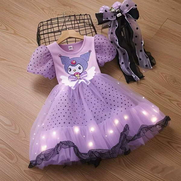 Purple small princess costume, hair accessory, with short sleeve