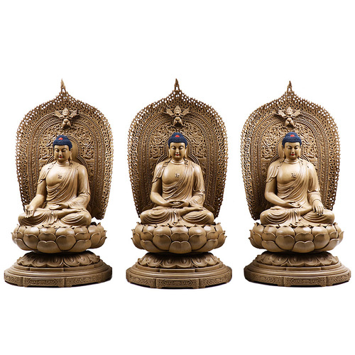 PK7J wholesale wood carvings Nine Dragons Thousand-Armed Avalokiteśvara Three Jewels Buddha natural aloeswood Manjushri Maitreya Buddha statues solid wood