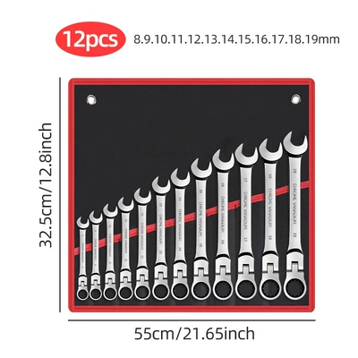 with swivel head, 72-tooth quick, Mühərrik tənzimləmə alətləri - 12pcs-black-and-red-cloth-bags