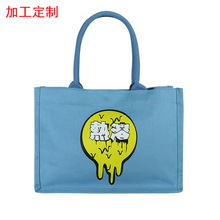 ins秋季烫画帆布包 学生上课大容量帆布袋韩版简约时尚女士单肩包