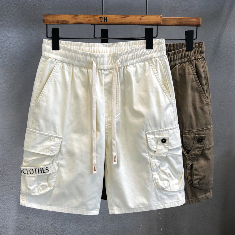 New Foreign Trade Style Twill White Work Shorts Men's Casual Pants Summer Loose Straight Five-Point Shorts for Men