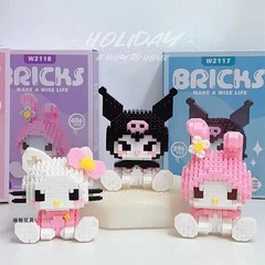 サンリオのクロミ美楽ティ玉桂犬の女の子は小さい粒子の積み木のおもちゃの対外貿易を詰めて楽高に対応します。