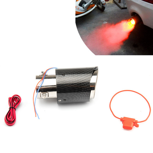 eBay cross-border carbon fiber luminous tail throat with high temperature resistant LED light modified car exhaust pipe fire-breathing tail throat