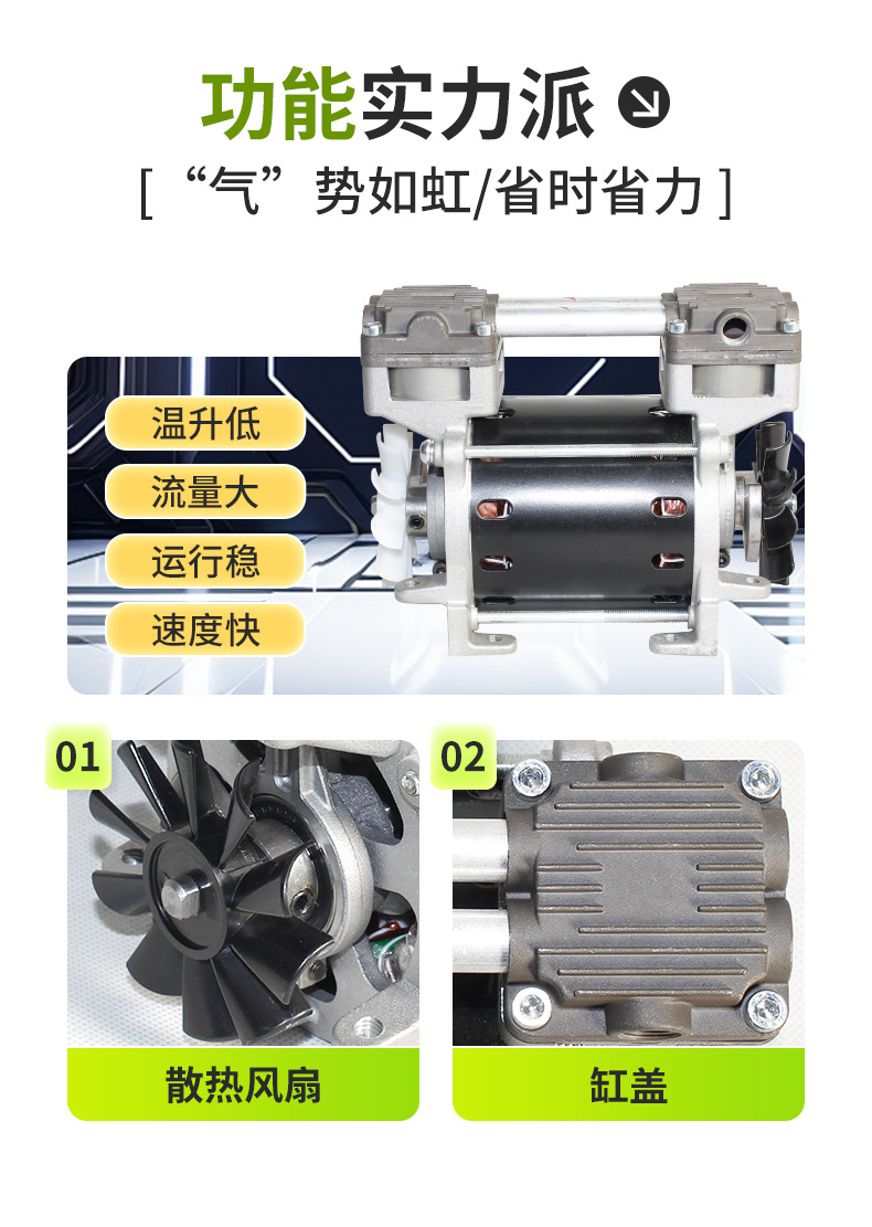 Lihao Electromechanical Ol100 Oil-Free Air Compressor 130W Large Flow Piston Type Small Positive Pressure Air Beauty Instrument