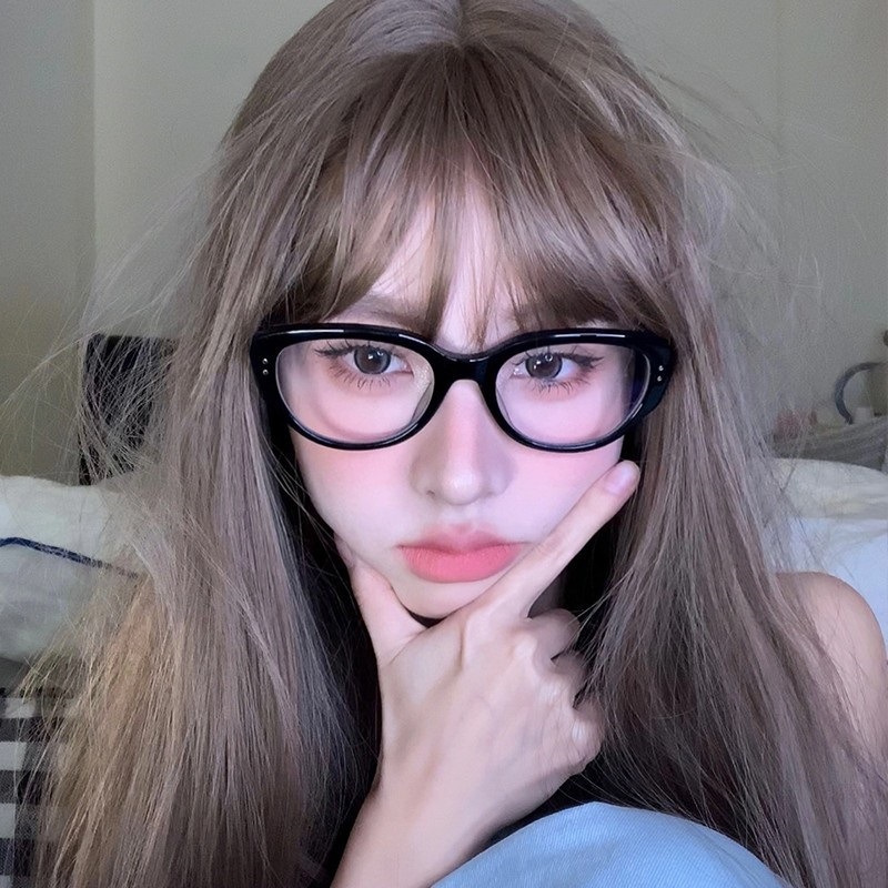 2023 cat's eye black frame flat mirror without makeup artifact European and American vintage ins small frame glasses frame women's fashionable street glasses