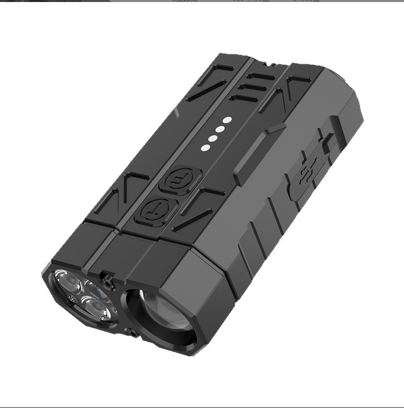 Transfronterizos nueva mini linterna alarma de protección contra el viento encendedor de carga al aire libre luz múltiple llavero de luz image 8