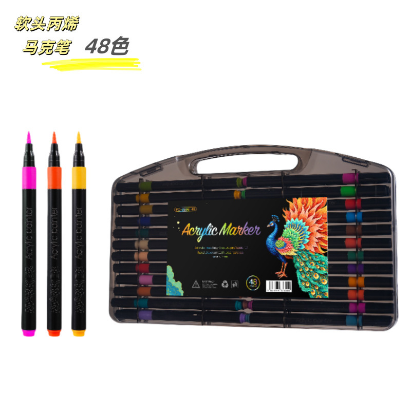 Caja negra acrílico rotulador pintura de cabeza suave estudiante acuarela pincel de pintura de arte suministros creativos para niños bolígrafo de graffiti