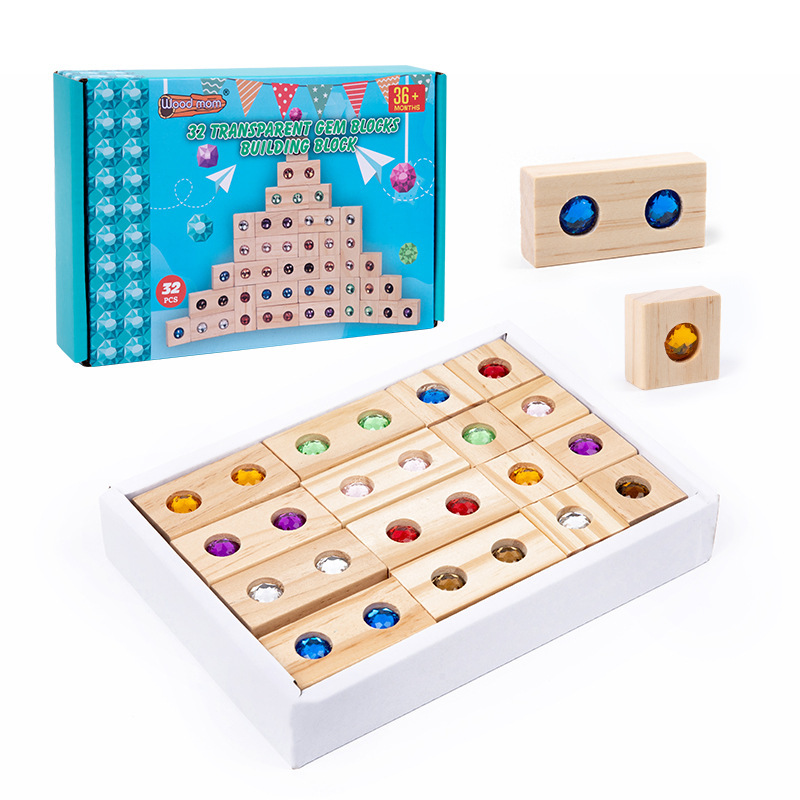 Weiwei Tiger lucha para construir bloques de construcción de rompecabezas grandes gemas acrílicas translúcidos bloques de construcción de escritorio juguetes de construcción de educación temprana