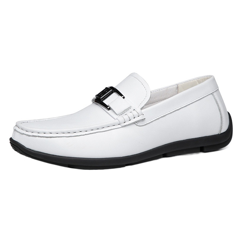 Nuevos zapatos blancos de los hombres de los holgazanes de la capa superior del zurriago del cuero genuino