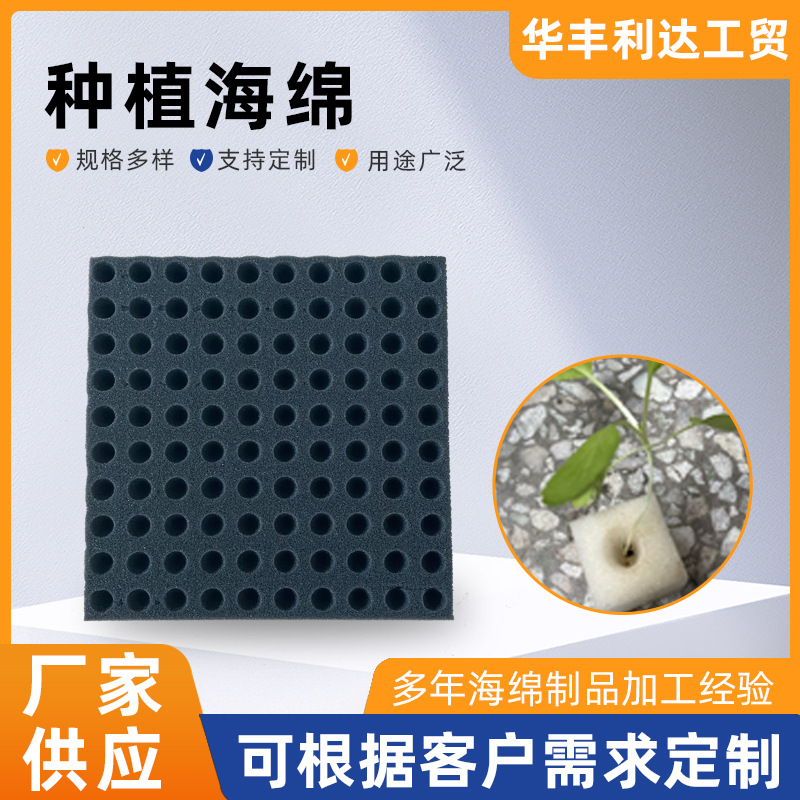 20mm厚度凹坑一张100小块的种植海绵 黑色海绵水培 育苗海绵