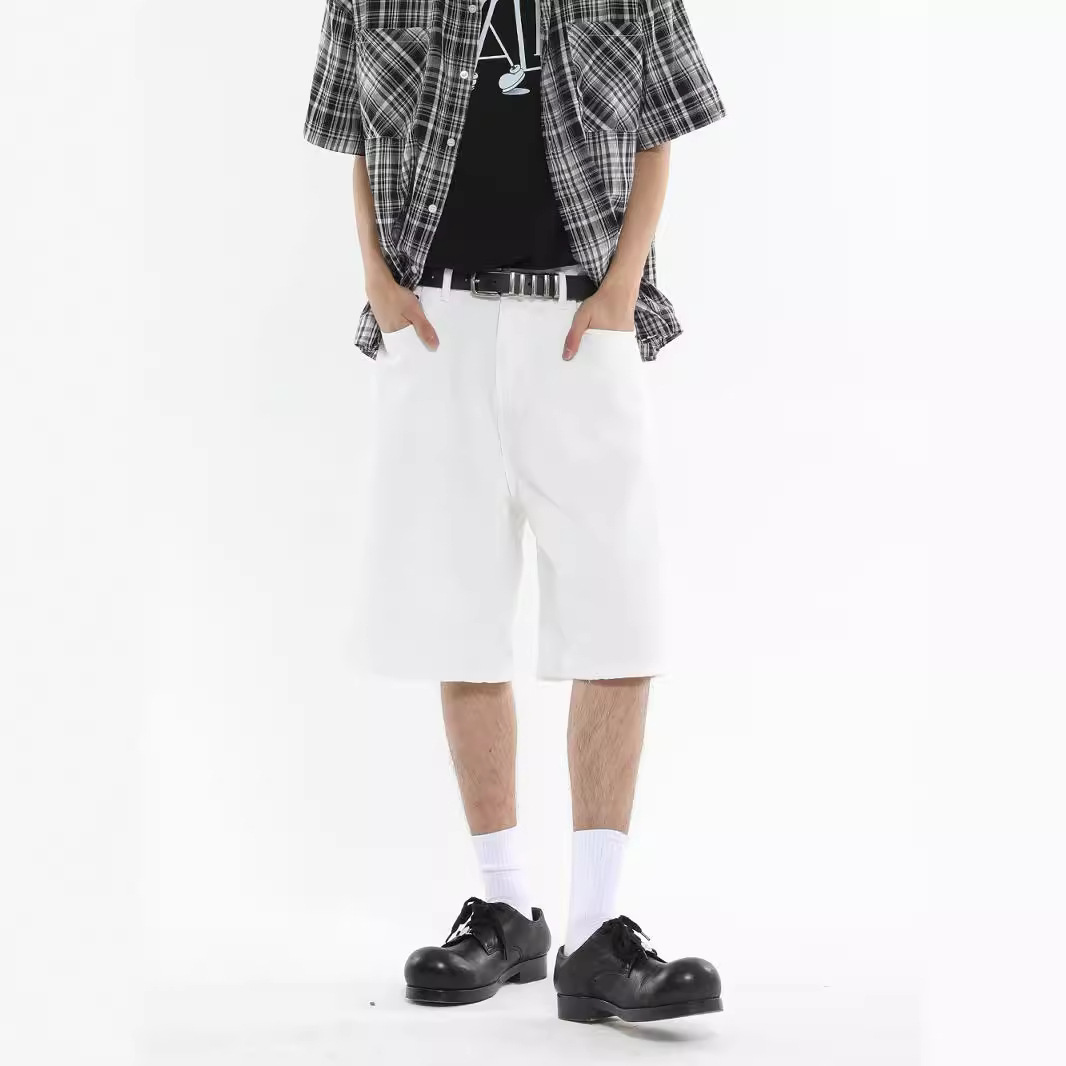 Spot Denim | Summer New Style Semi-Elastic Waist Colorful Loose Straight Wide-Leg Casual Shorts Men's Mid-Length Shorts