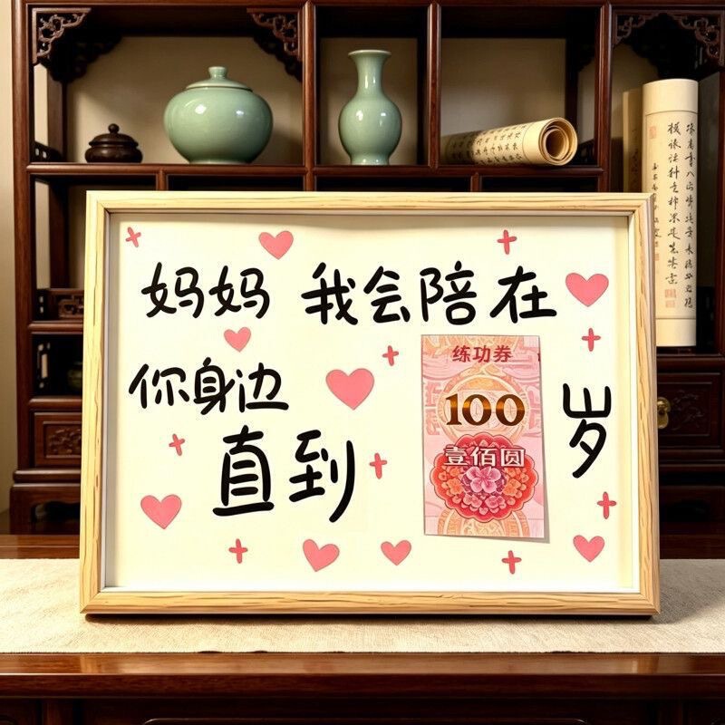Mother's Day Gift to Accompany You Until You'Re 100 Years Old, Wooden Photo Frame for Home Desktop Decoration, Gift for Parents