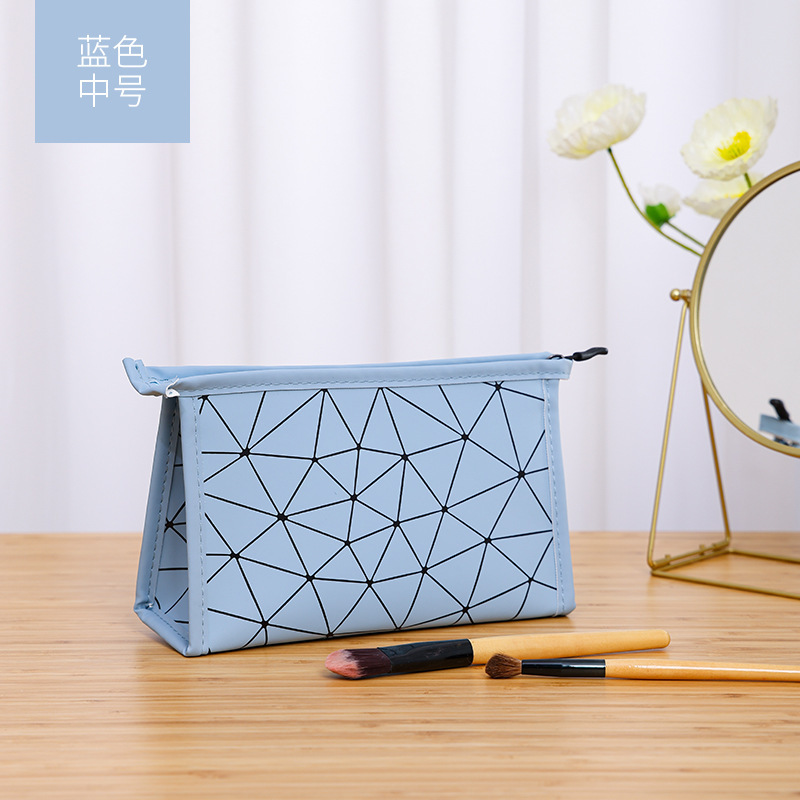 菱形 PU 化粧品バッグポータブル大容量防水トイレタリーバッグ多機能旅行化粧品口紅収納袋|undefined