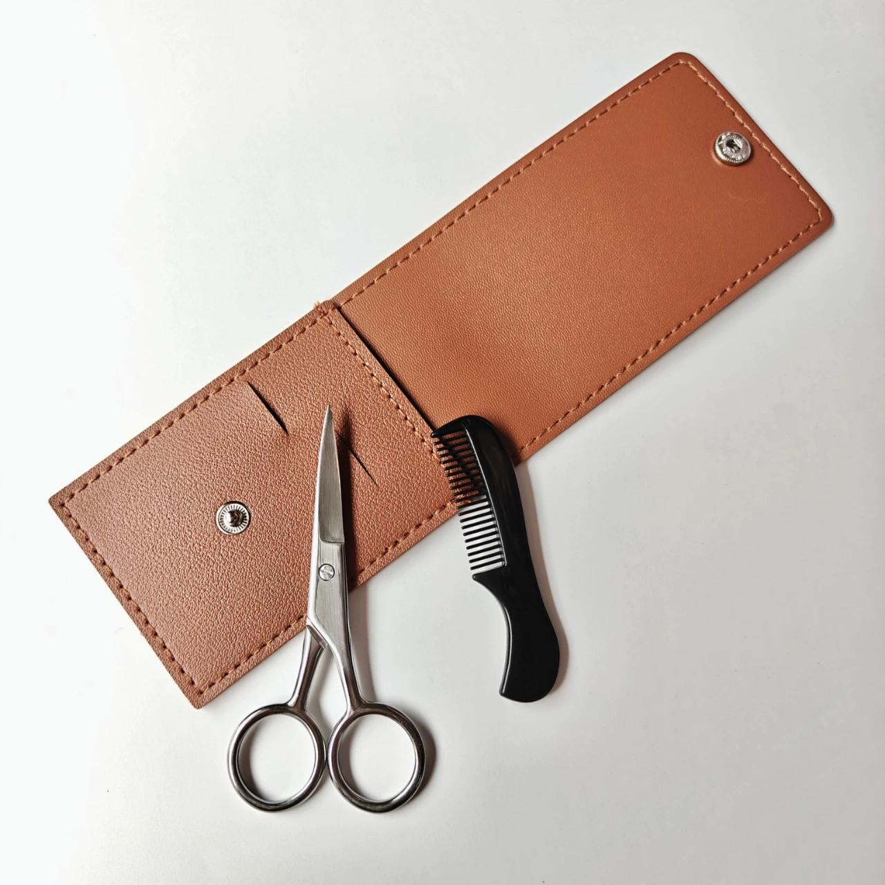 Прямые поставки с фабрики: набор из 3 парикмахерских ножниц для бороды из нержавеющей стали, набор ножниц для бровей, возможно нанесение логотипа, набор для ухода за бородой для мужчин