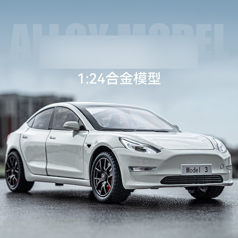 Modelo de coche de aleación a escala 1/24, coche de juguete Modelo 3, decoración para niños, transmisión en vivo de TikTok, venta al por mayor desde Chenghai