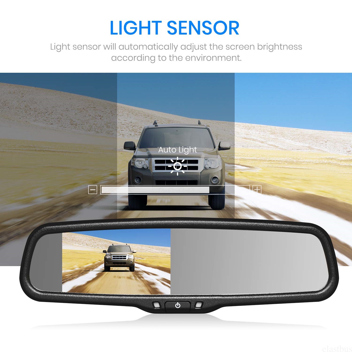 Hd 4.3inch Car Rearview Mirror Monitor + 3-in-1 Parking Radar Sensor Reversing Camera