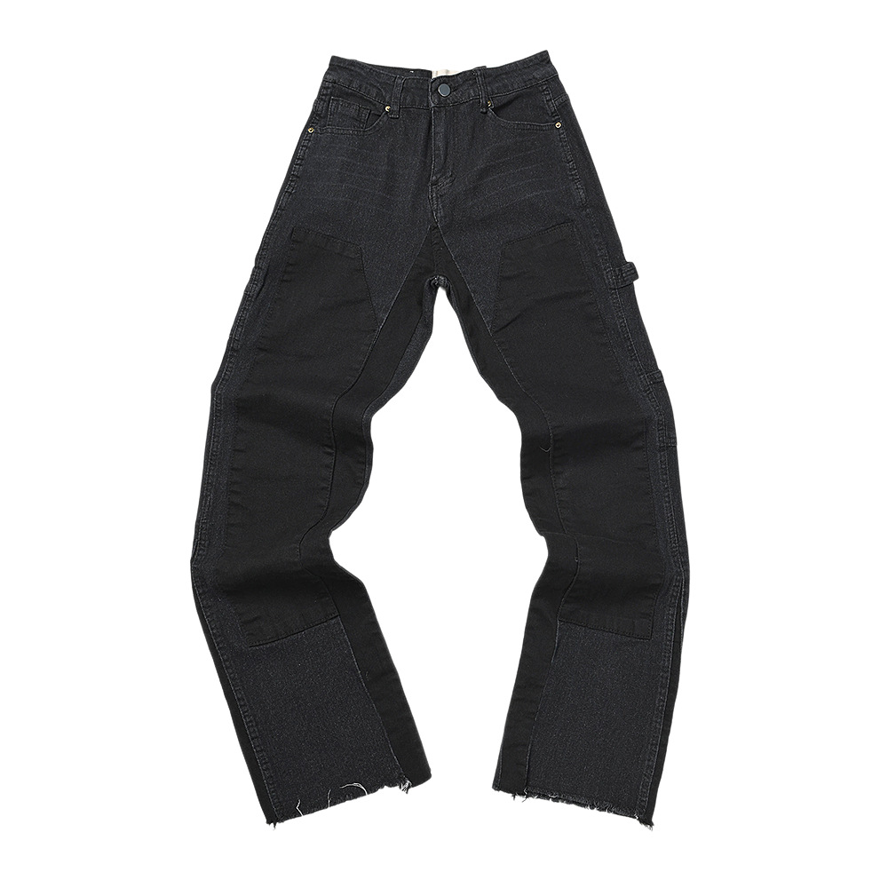 Foreign Trade Wholesale American Trendy Hip-hop High Street Patchwork Denim New Workwear Jeans Trousers_mkmklike.com