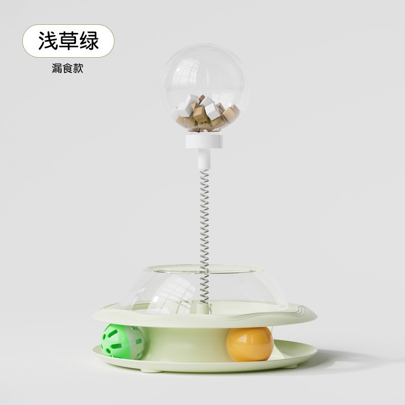 新款猫玩具猫转盘漏食球弹簧羽毛自嗨解闷逗猫宠物玩具厂家##|undefined