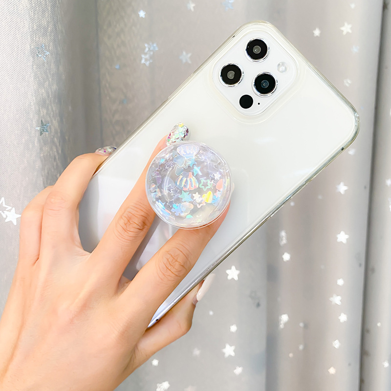 Liten nisch telefon krockkuddehållare med genomskinligt hjärta glitter Aurora Instagram kristallkula skal baksida klistermärke för_voghion.com